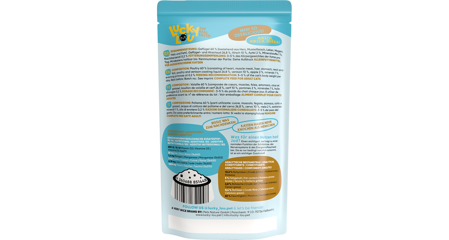 Lucky Lou Lifestage Adult s drůbežím a jelením masem 125 g