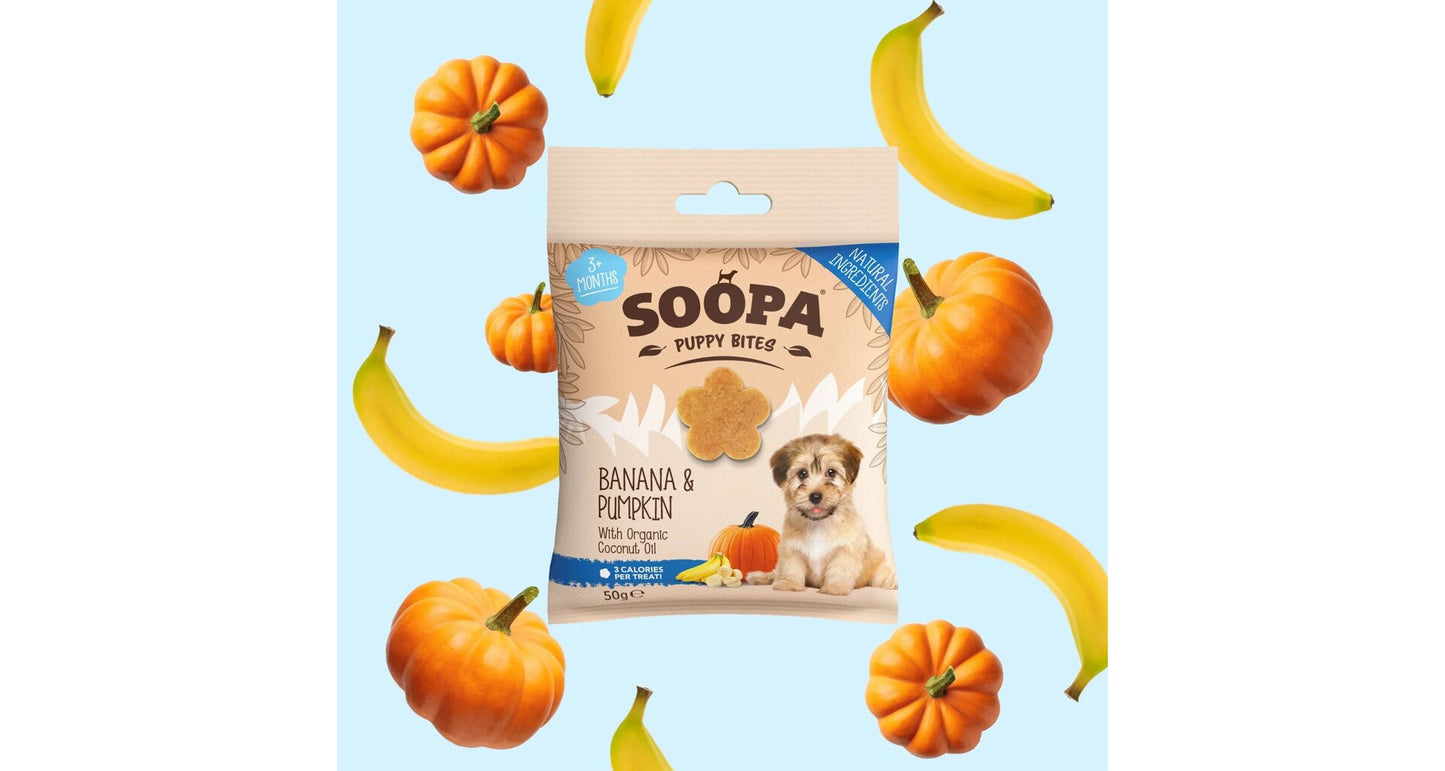 Dentální tyčinky Soopa Puppy s banánem a dýní 100 g