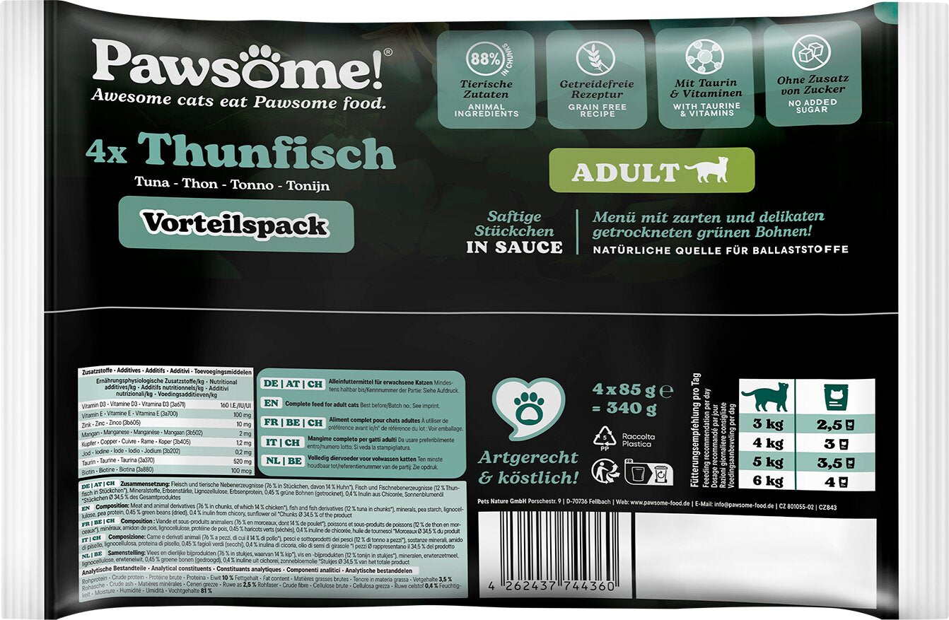 Pawsome! Adult s tuňákem masem Multipack 4 x 85 g