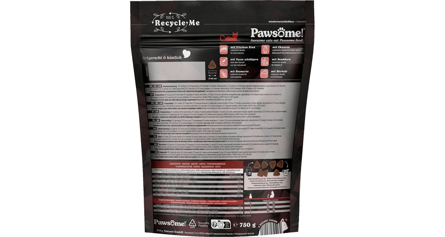 Pawsome! Fresh & Dry Sterilised Rind s hovězím masem 750 g