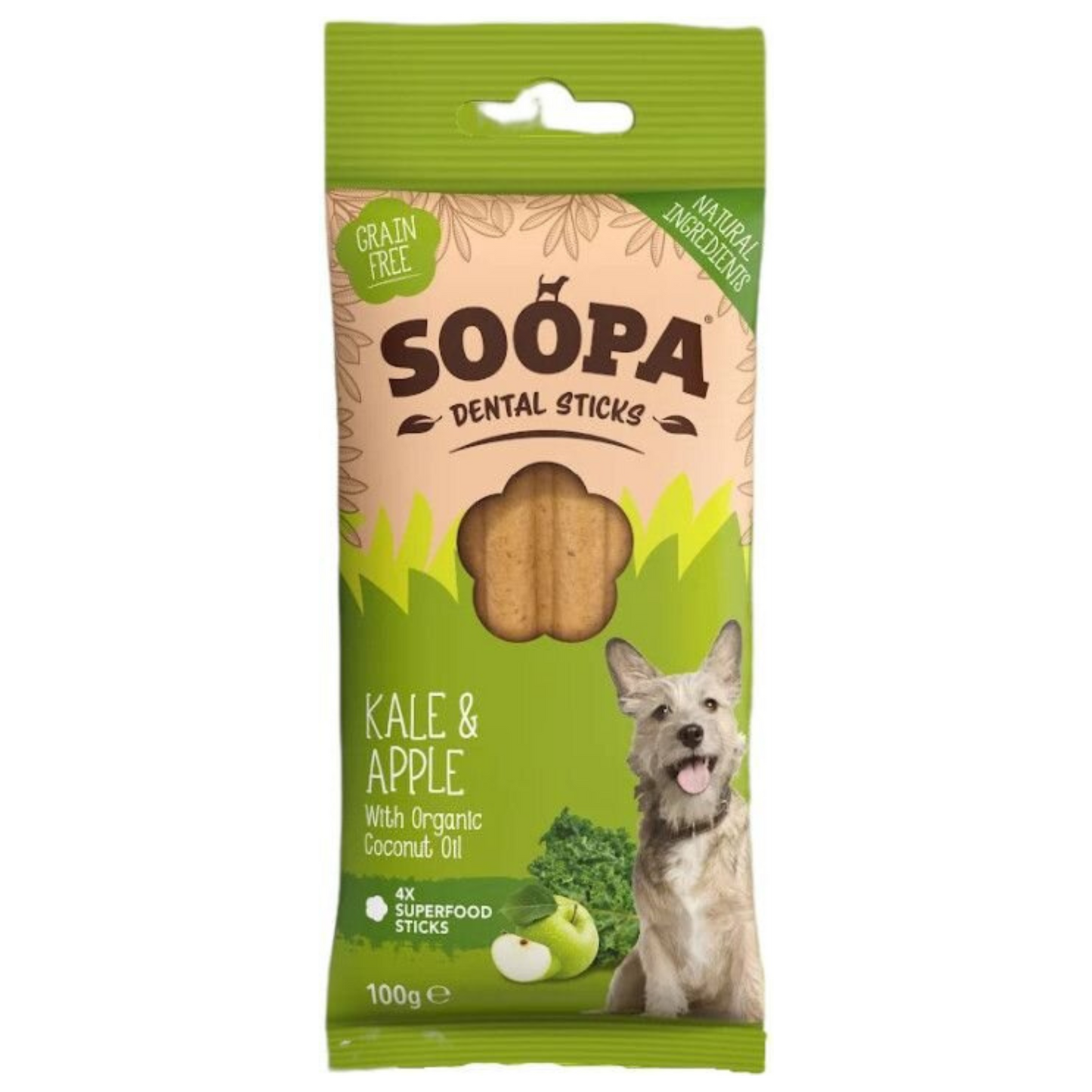 Dentálne tyčinky Soopa so kelom a jablkom 100 g