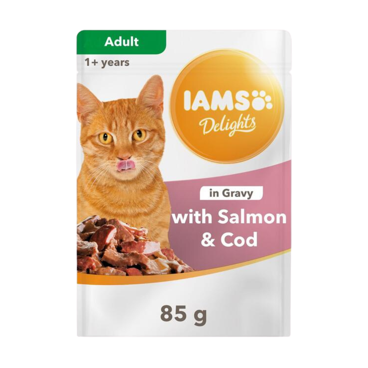 Kapsička IAMS Delights Adult Dusený losos s treskou v omáčke 85 g