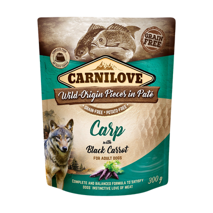 Kapsička Carnilove Dog Pouch kapr s černou mrkví, paté 300 g