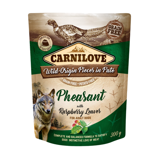 Kapsička Carnilove Dog bažant s malinovými listy, paté 300 g