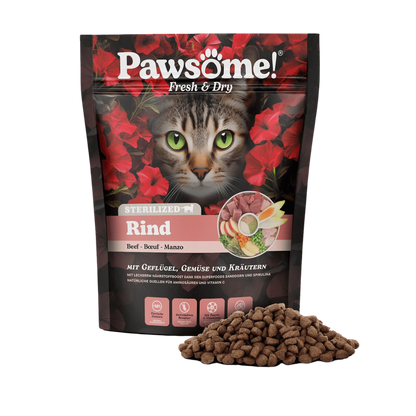 Pawsome! Fresh & Dry Sterilised Rind s hovězím masem 750 g