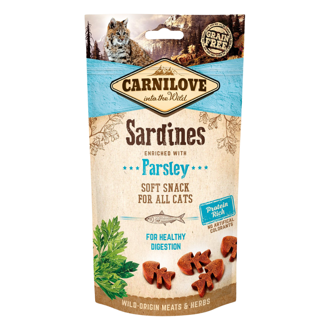 Pochoutka Carnilove Cat Soft Snack sardinky s petrželí 50 g