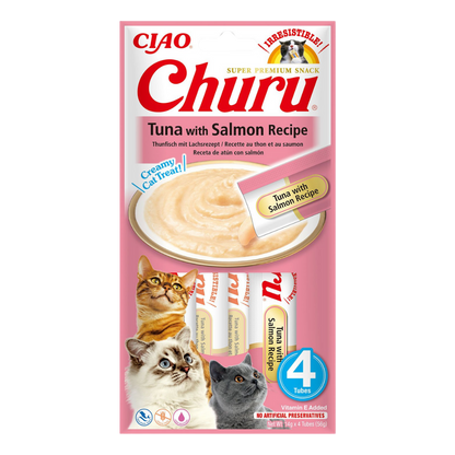 Pochoutka Churu tuňák s lososem 4 x 14 g