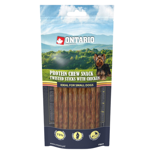 Pochoutka Ontario Protein kuře, žvýkací kroucená tyčinka 12,7 cm (10 ks)