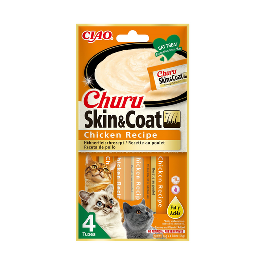 Pochúťka Churu Skin &amp; Coat kura 4 x 14 g 