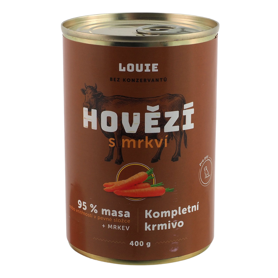 Psí konzerva LOUIE hovězí s mrkví 400 g