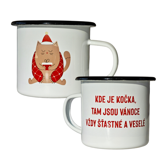 Vianočný plecháčik s mačacou potlačou Kde je mačka...
