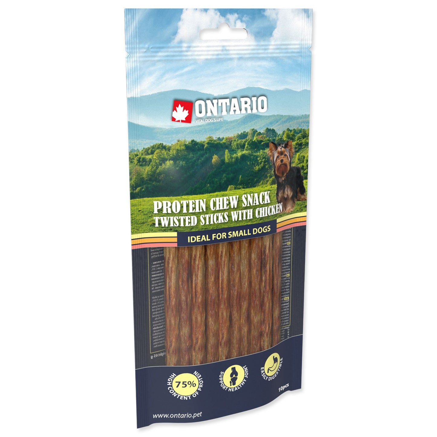Pochoutka Ontario Protein kuře, žvýkací kroucená tyčinka 12,7 cm (10 ks)