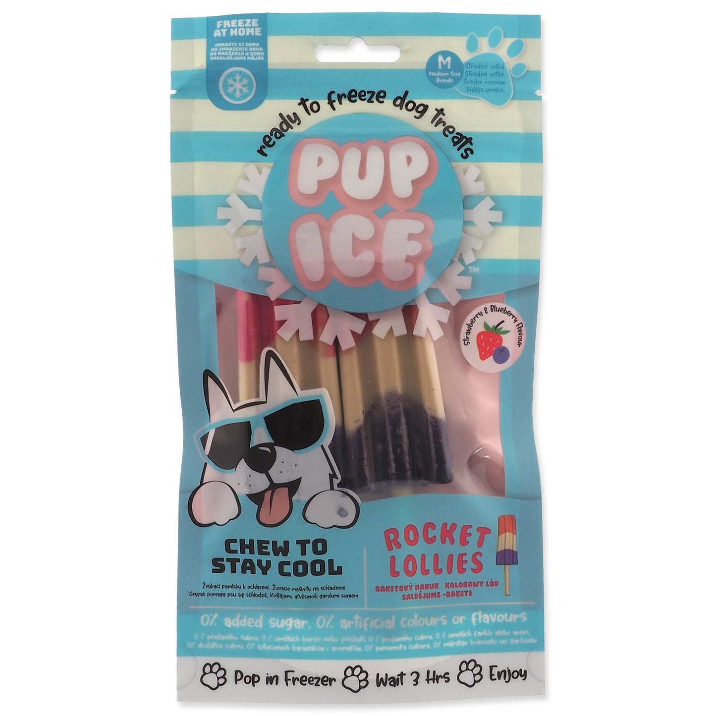 Pochoutka Pup Ice chladící s jahodou a borůvkou 2 ks