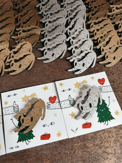 Brošňa s vianočnou mačkou byKuka